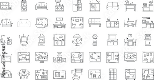 Architectural sketches collection detailed line drawings of building plans isolated on transparent background