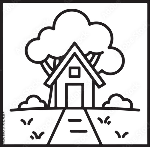 hand drawn eco friendly house with green energy and nature elements sketch