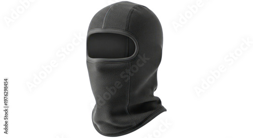 Black balaclava head covering for winter protection and warmth isolated.