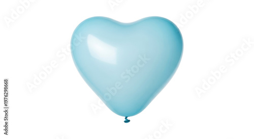 A single inflated light blue heart-shaped balloon against a white background.