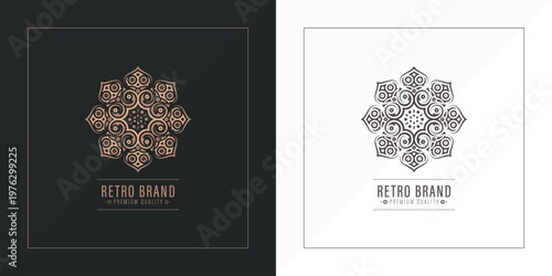 Luxury Vintage Ornamental Logo Set Elegant Retro Brand Emblem Black and White Version