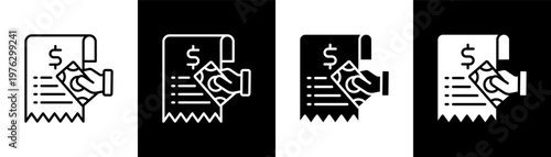 Bill Payments Icon Of Line Black And White Style Vector Illustrationn