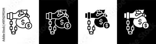 Debt Payment Icon Of Line Black And White Style Vector Illustrationn