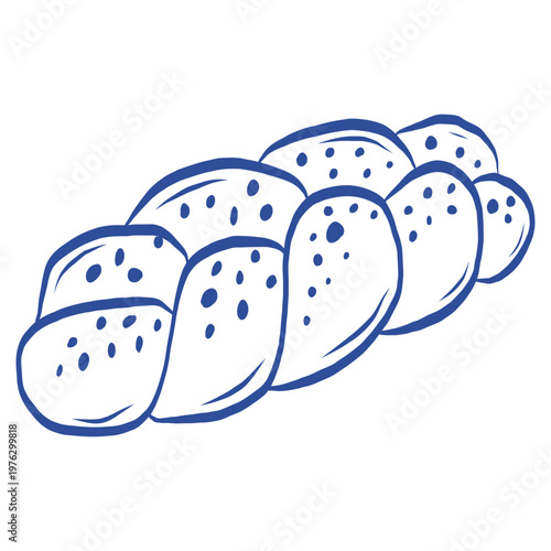 Photos Braided challah bread vector illustration, traditional Jewish bakery hand drawn