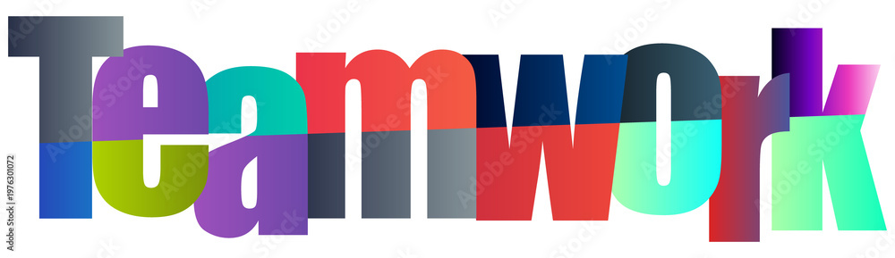 Naklejka premium Colorful Teamwork Text Design Isolated on Transparent Background