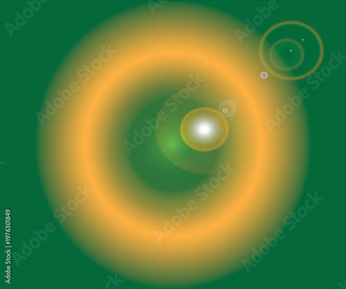 Abstract green vector background featuring colorful round circles and digital vinyl discs that blend music technology with a swirl of light and artistic data design
