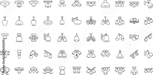 Collection of vintage glass bottles and vessels line art isolated on transparent background