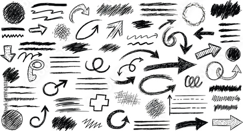 Scribbles demonstrate various dark mark styles.