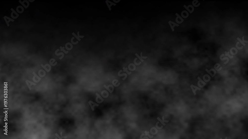 Moving white fog on black background. Slow motion of smoke overlay. White fog cloud motion graphic on dark background. smoke in white color, mist. 4k seamless looping video