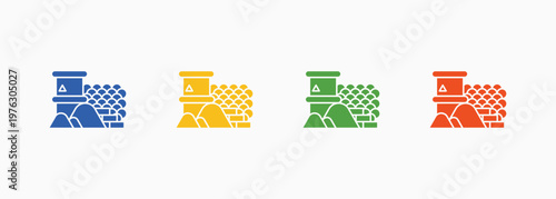 Raw Materials Icon Set Color Multiple Style Collection Element For Design