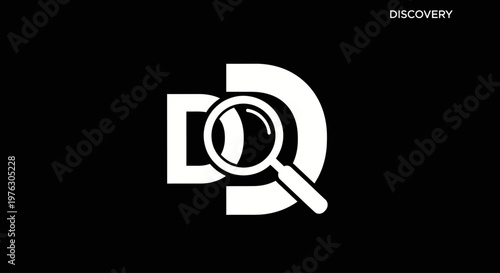 Magnifying glass on letter logo.