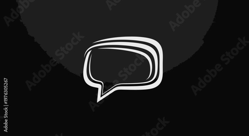 White speech bubble icon outline.