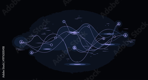 Network connections and data flow.