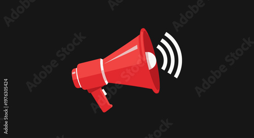 Red Megaphone Loudspeaker Sound Amplifier.
