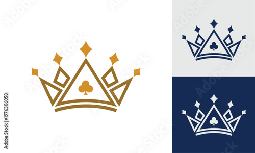 Poker crown minimal logo design
