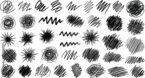Scribbles decorate this white background sheet.