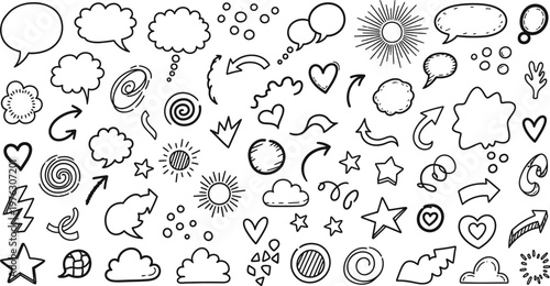 Doodles feature various hand drawn shapes.
