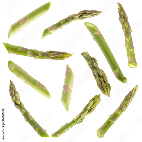 set of the fresh green asparagus isolated on transparent background png