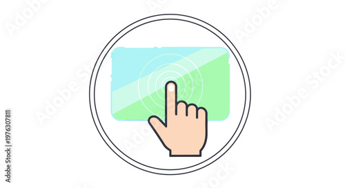 Hand pointing to a screen.