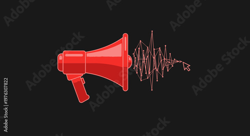 Red Megaphone Loudspeaker Sound Amplifier.