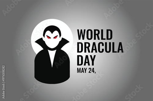 World Dracula Day Social Media Graphic Design with Vampire Icon for Horror Fans Gothic Literature Novel Appreciation and Halloween Events May 24