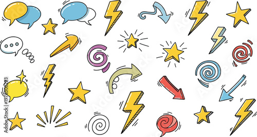 Bright, colorful comic elements are scattered.