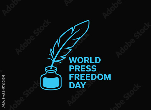 World Press Freedom Day Instagram Post Graphic with Inkwell and Quill Icon for Media Freedom Journalism Advocacy News Reporters and Free Speech Awareness May 3
