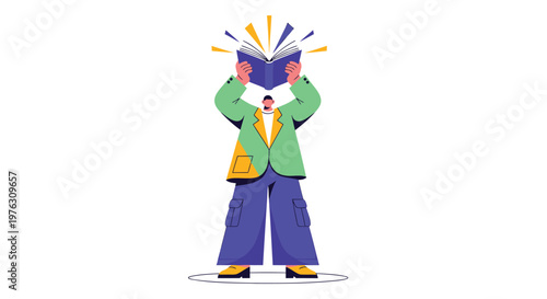Businessman, shocked face, colorful illustration, vector icon