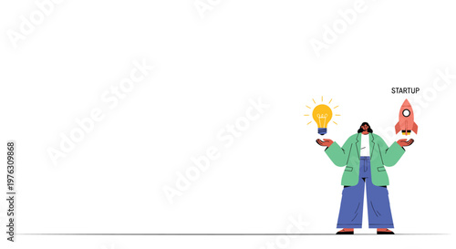 Startup, business, entrepreneur, innovation, idea, vector illustration