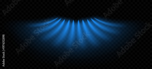 Wind conditioner stream isolated on transparent background. Vector cool air flow effect. Blue light wave, windy, blowing element or fresh water spray