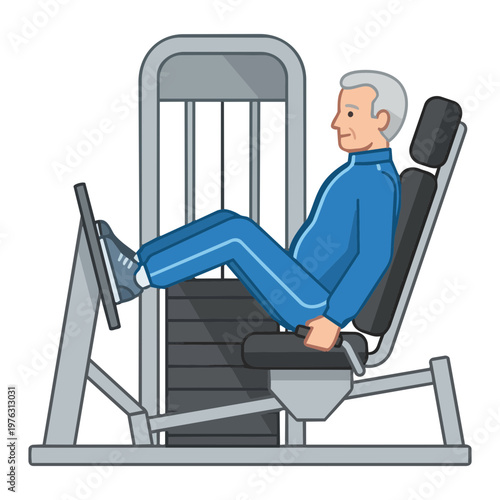 Senior Man Using Leg Press Machine