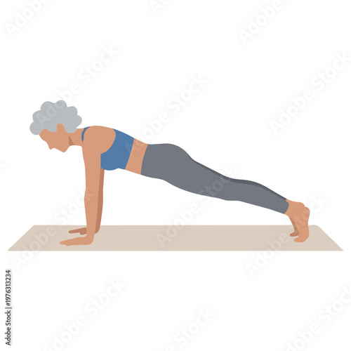 Active Senior Woman Doing Plank Exercise