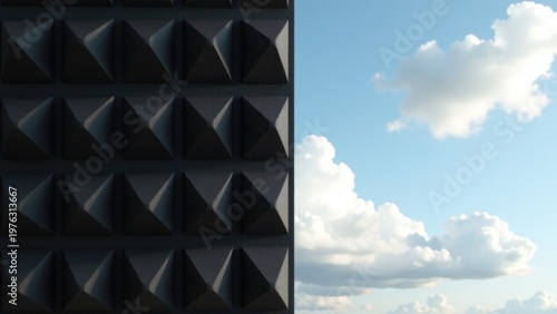 A cityscape image showing a building with the sky in the background, ideal for use in urban or architectural designs