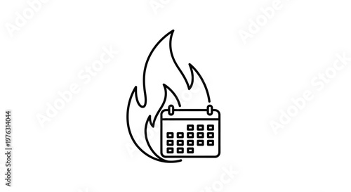 Vector illustration of a burning mobile phone icon featuring a flame symbol for business communication technology