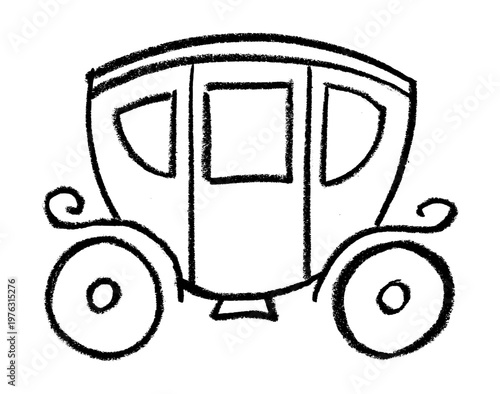 Cinderella Carriage Crayon Chalk Drawing Vector