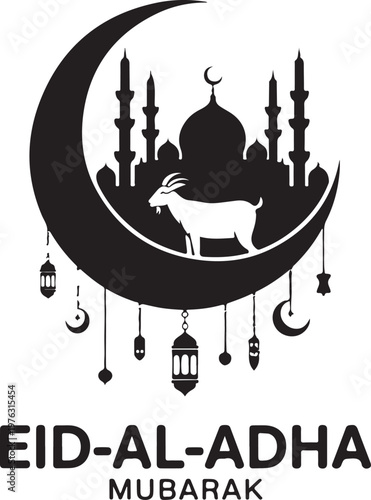 Eid ul adha mubarak Islamic, festival, celebration with star and moon