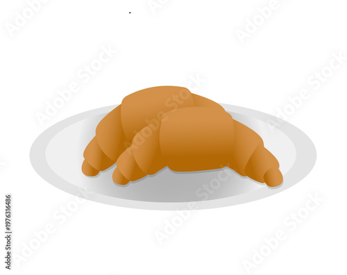 Fresh French croissants on a plate vector illustration for bakery and cafe