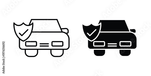 Auto insurance icon vector illustration logo design in clipart and strokes