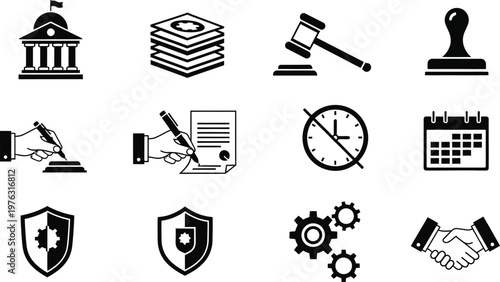 A versatile icon set illustrating core human resources, recruitment, and business processes for professional development in the workplace