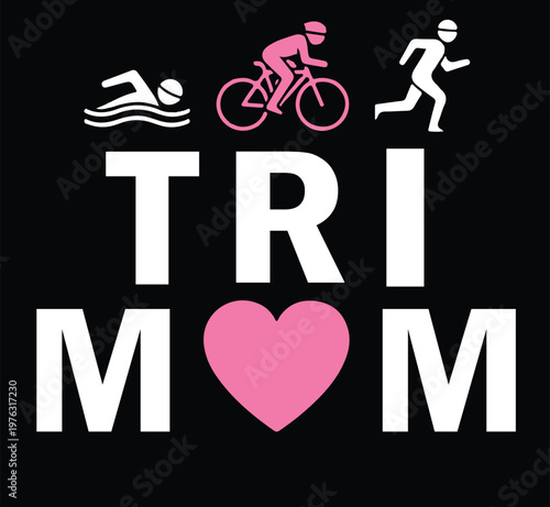 Minimalist pink cyclist icon and a heart symbol on a clean white background for sports and passion Vector, illustration,