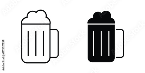 Beer mug icon vector illustration logo design in clipart and strokes