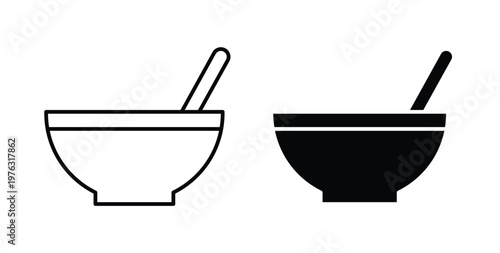 Bowl of soup icon vector illustration logo design in clipart and strokes