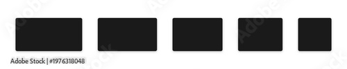 Valokuva Black rectangle plain rounded curved edges png shape set with shadow border fram