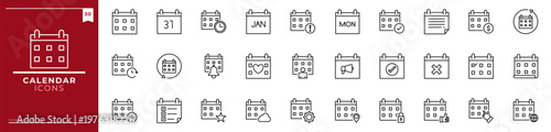 Calendar, Outline icons collection. Simple vector illustration