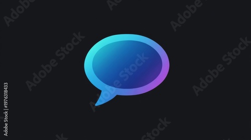 Colorful speech bubble icon on a dark background representing communication.