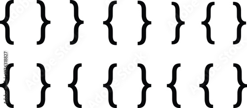 Curly braces grid collection, empty bracket symbols for programming mathematics grouping, abstract design concept illustration vector set