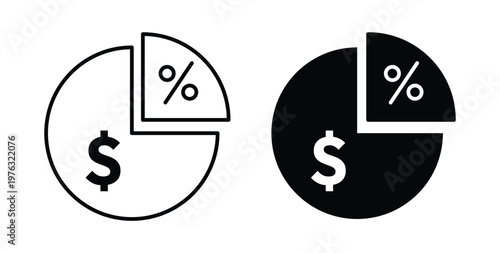 Dividend icon vector illustration logo design in clipart and strokes