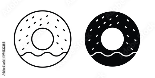 Donut icon vector illustration logo design in clipart and strokes