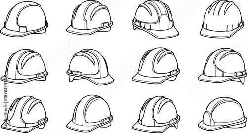 Set of Construction helmet icons. Cartoon hard hat icon.