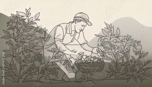 Soldier in camouflage uniform hiding in bushes during wartime.